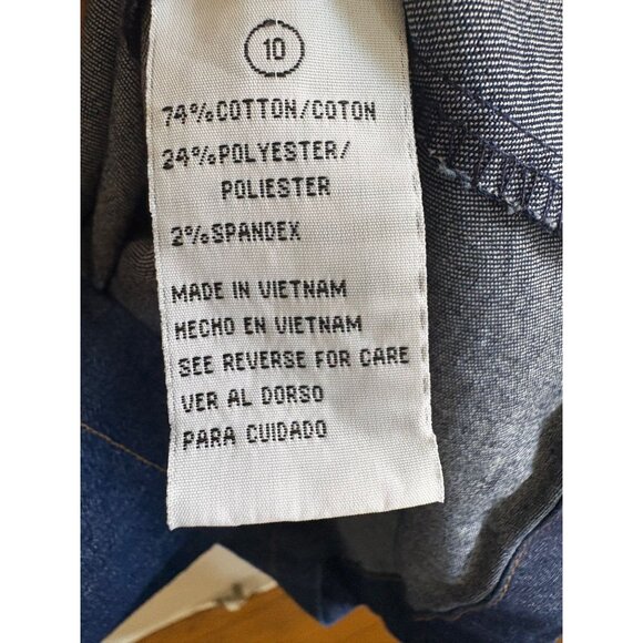 Shelby & Palmer Button-Up Denim Shirt Dress Short Sleeves Front Pockets Size 10 - Picture 9 of 9